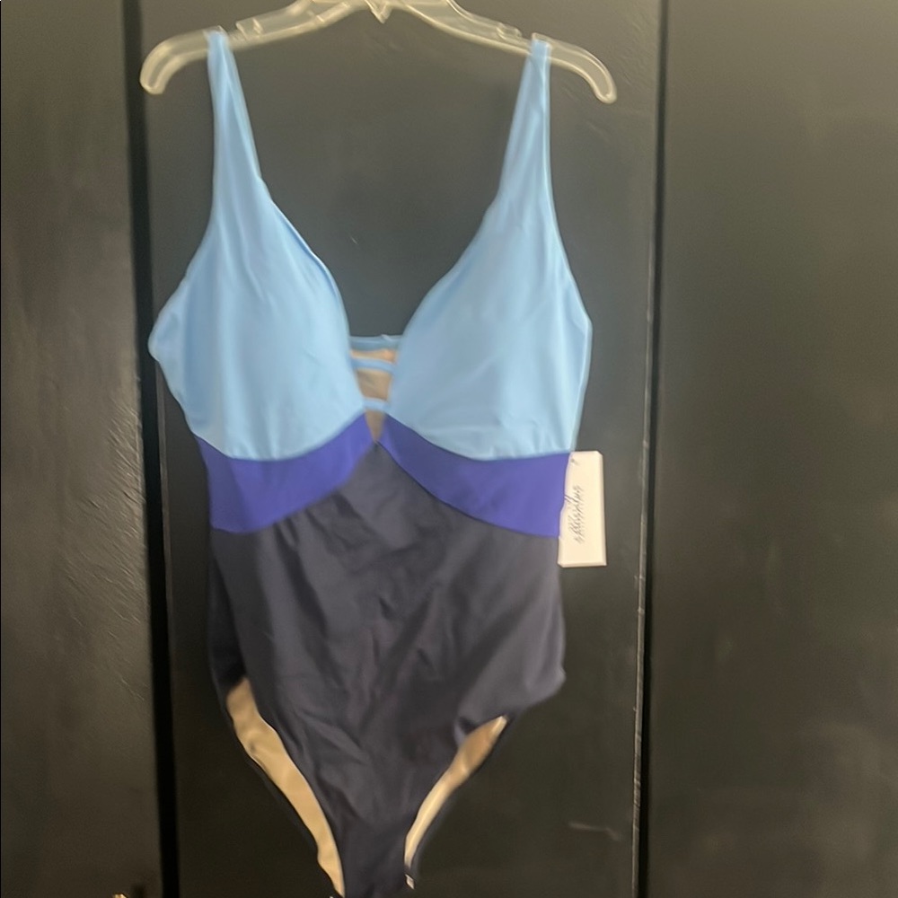 Blue and Purple One-Piece Swimsuit